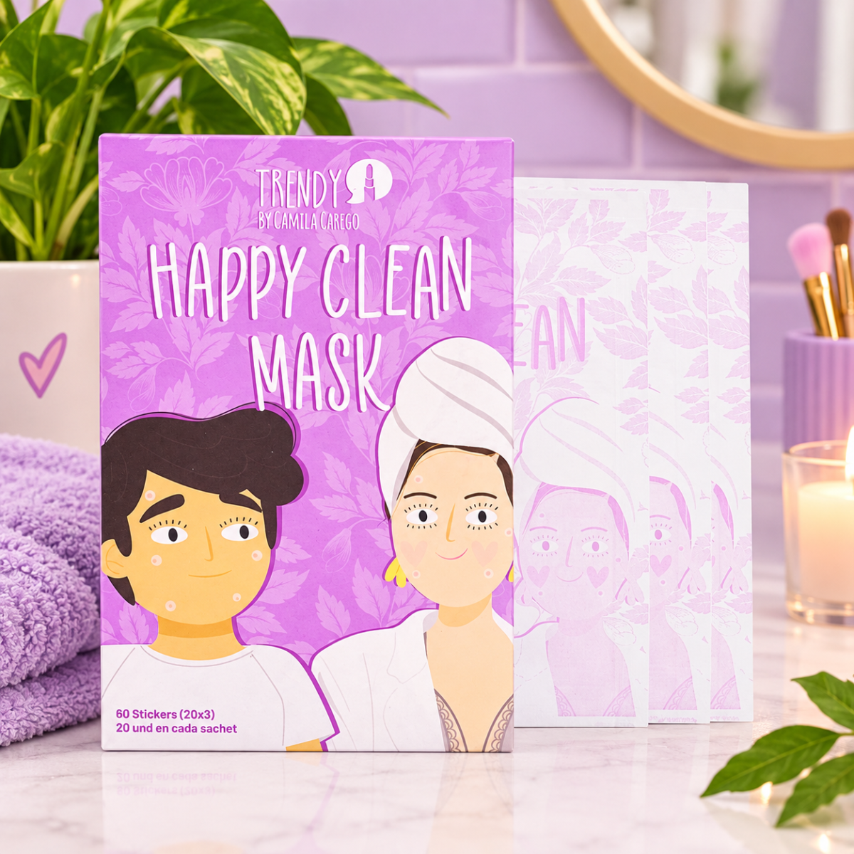 Sobre Mascarilla Stickers Para Acné Happy Clean trendy